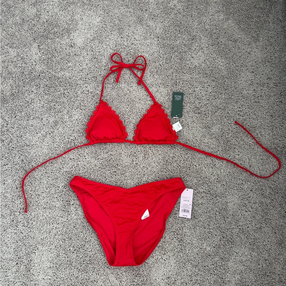 wild fable Red Ruffle Triangle Bikini Bottoms